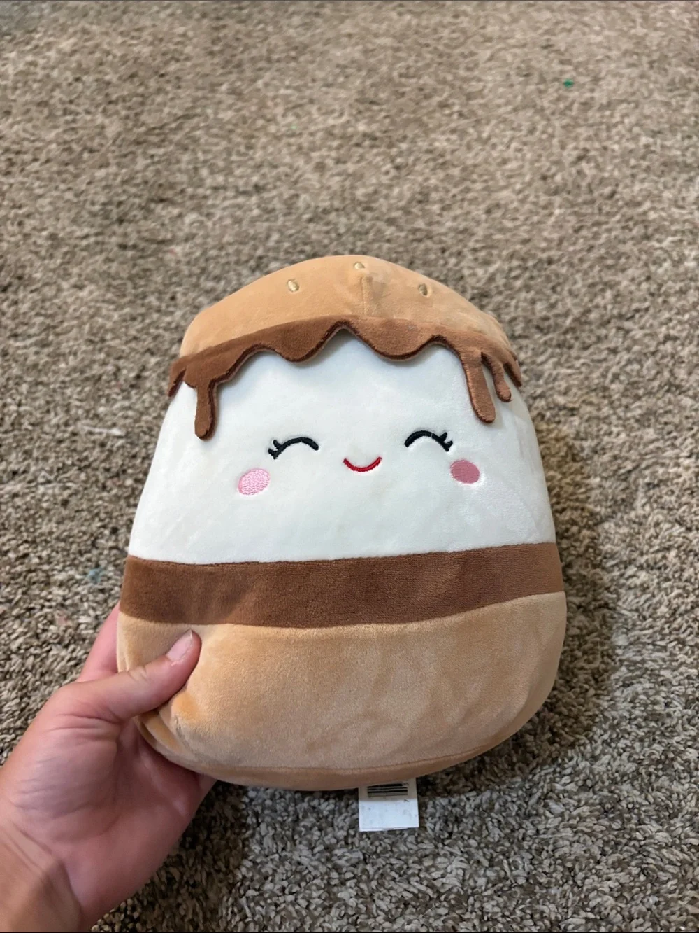 Squishmallows Brown White Pink Plush Dessert Plushie